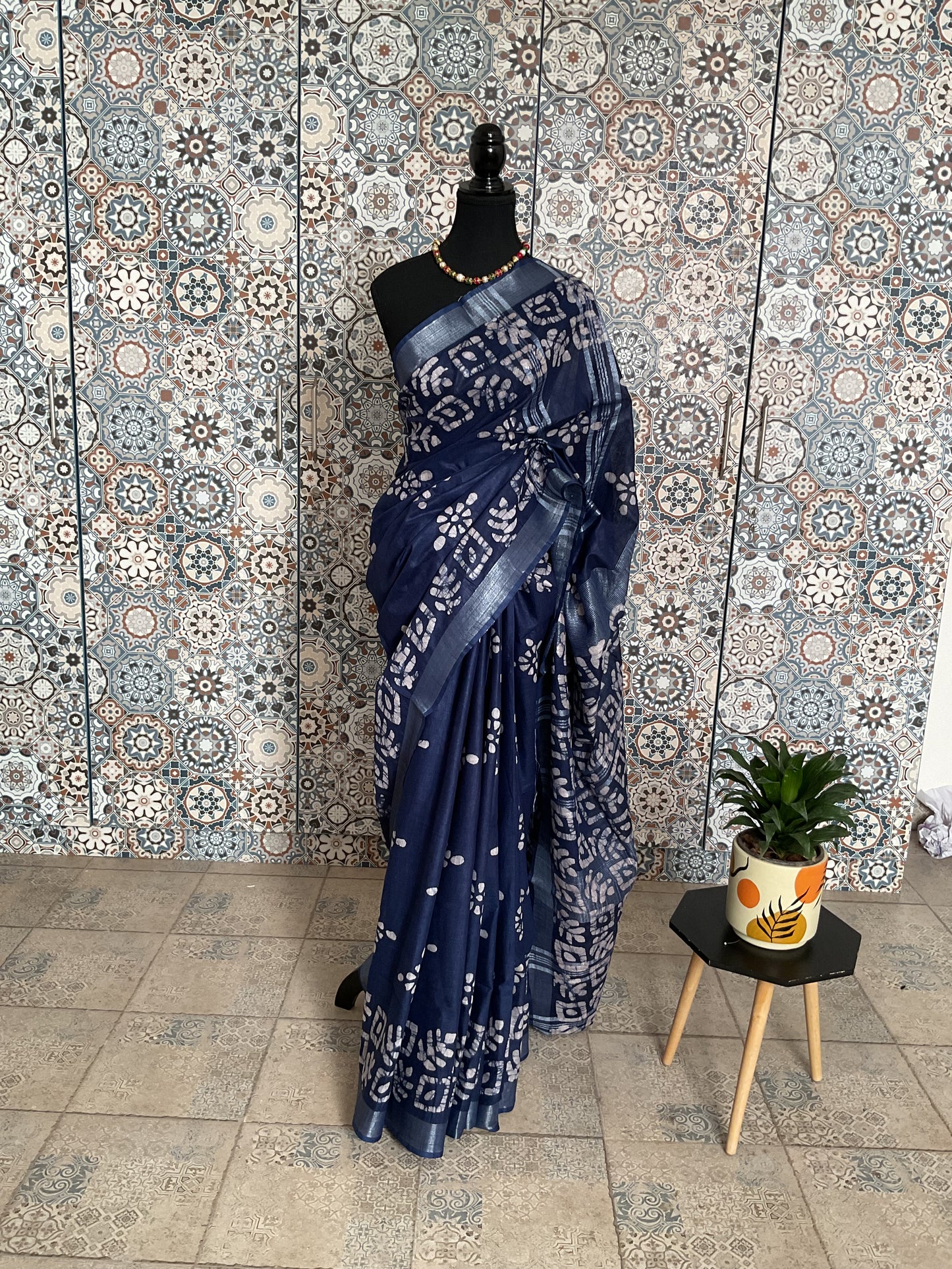 Blue colour Cotton saree