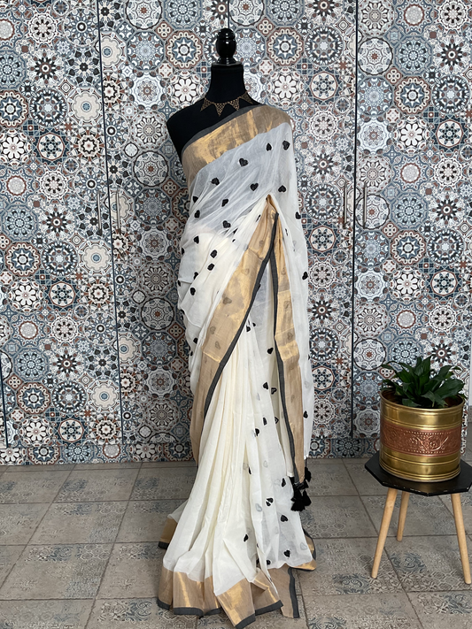 Mul cotton 🖤 Saree(Black)