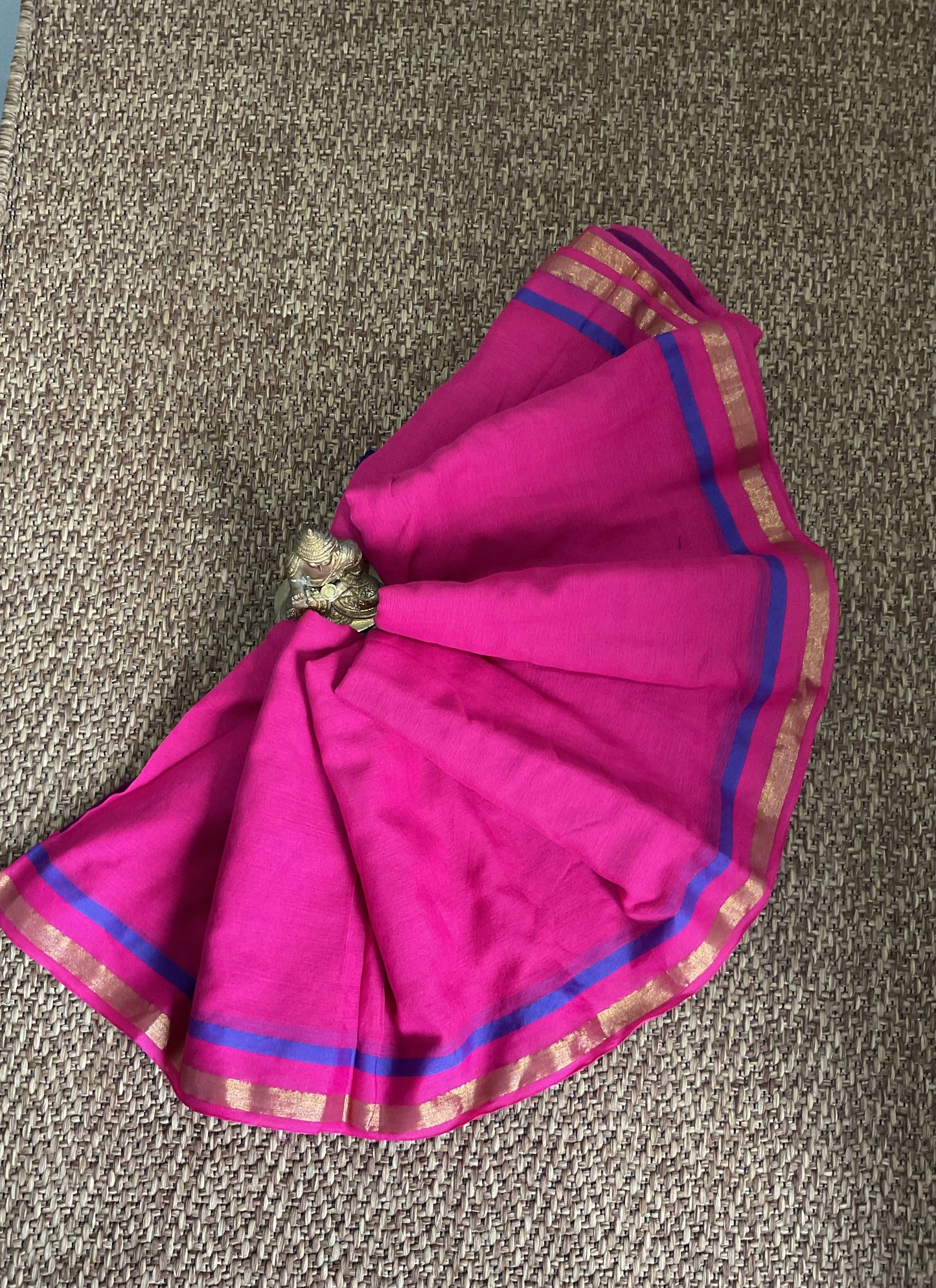 Mul cotton saree(pink with purple)