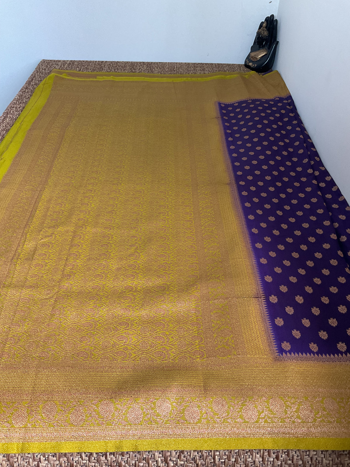 Banarasi crepe silk saree(Royal purple with gold sari border)
