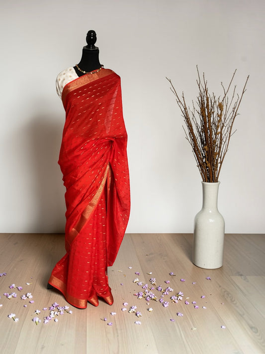 Walnut silk Georgette saree(orange)