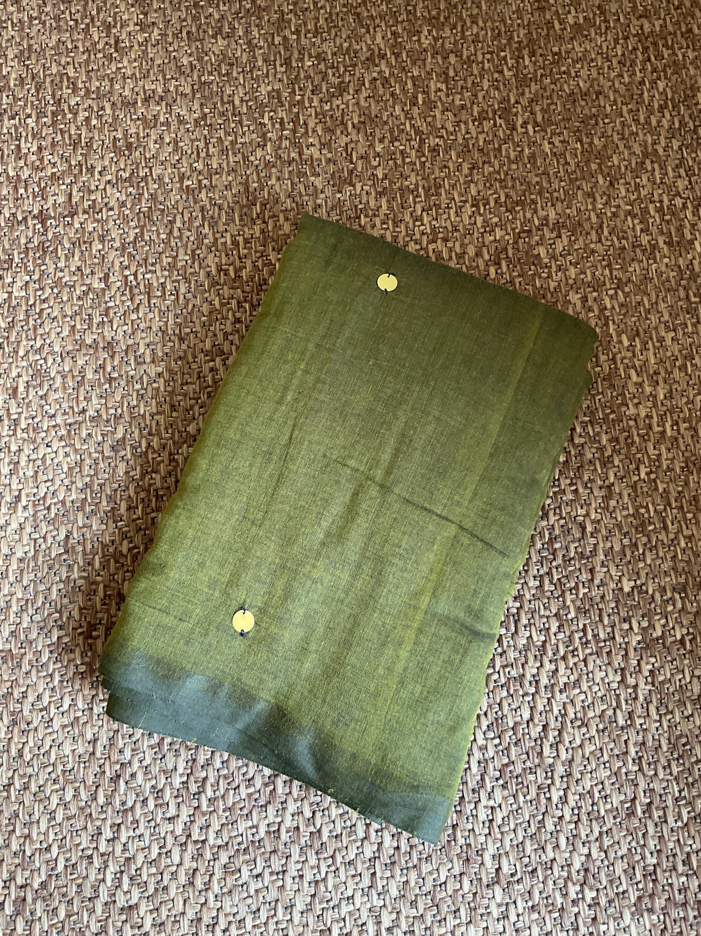 Gini Mul cotton saree (olive green)