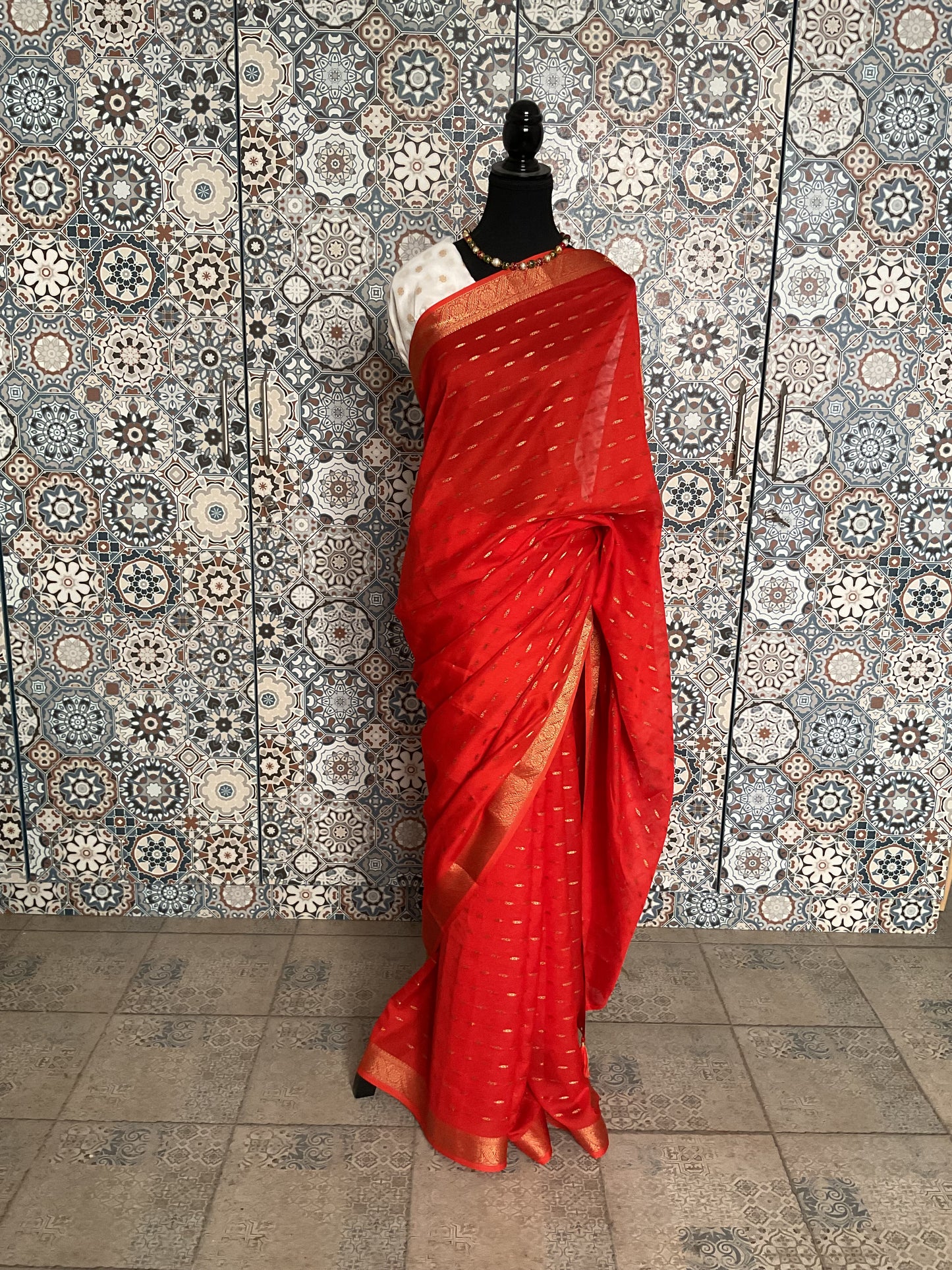 Walnut silk Georgette saree(orange)