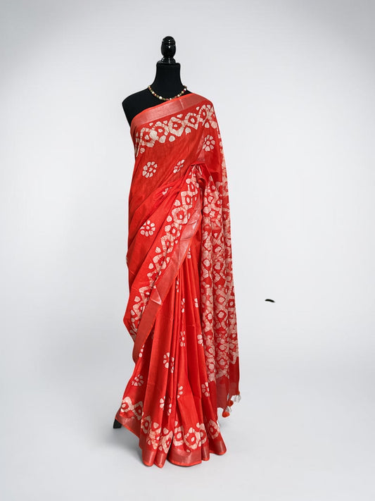 Cotton saree- (Orange)