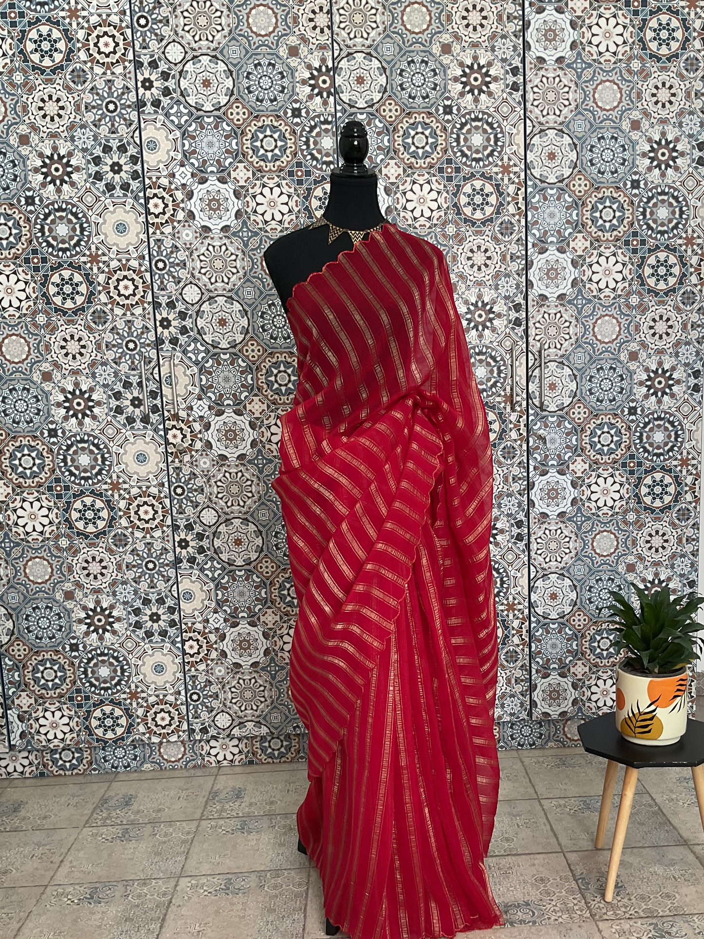 Organza Tissue saree(Pink)