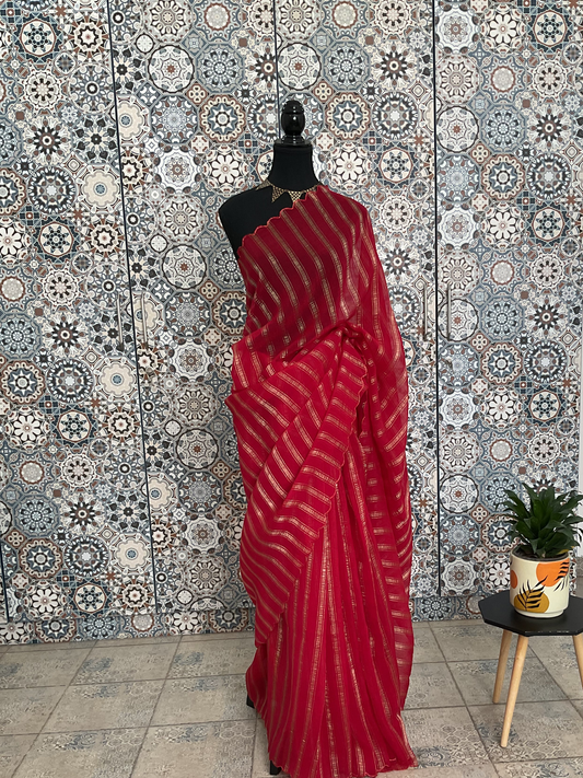 Organza Tissue saree(Pink)