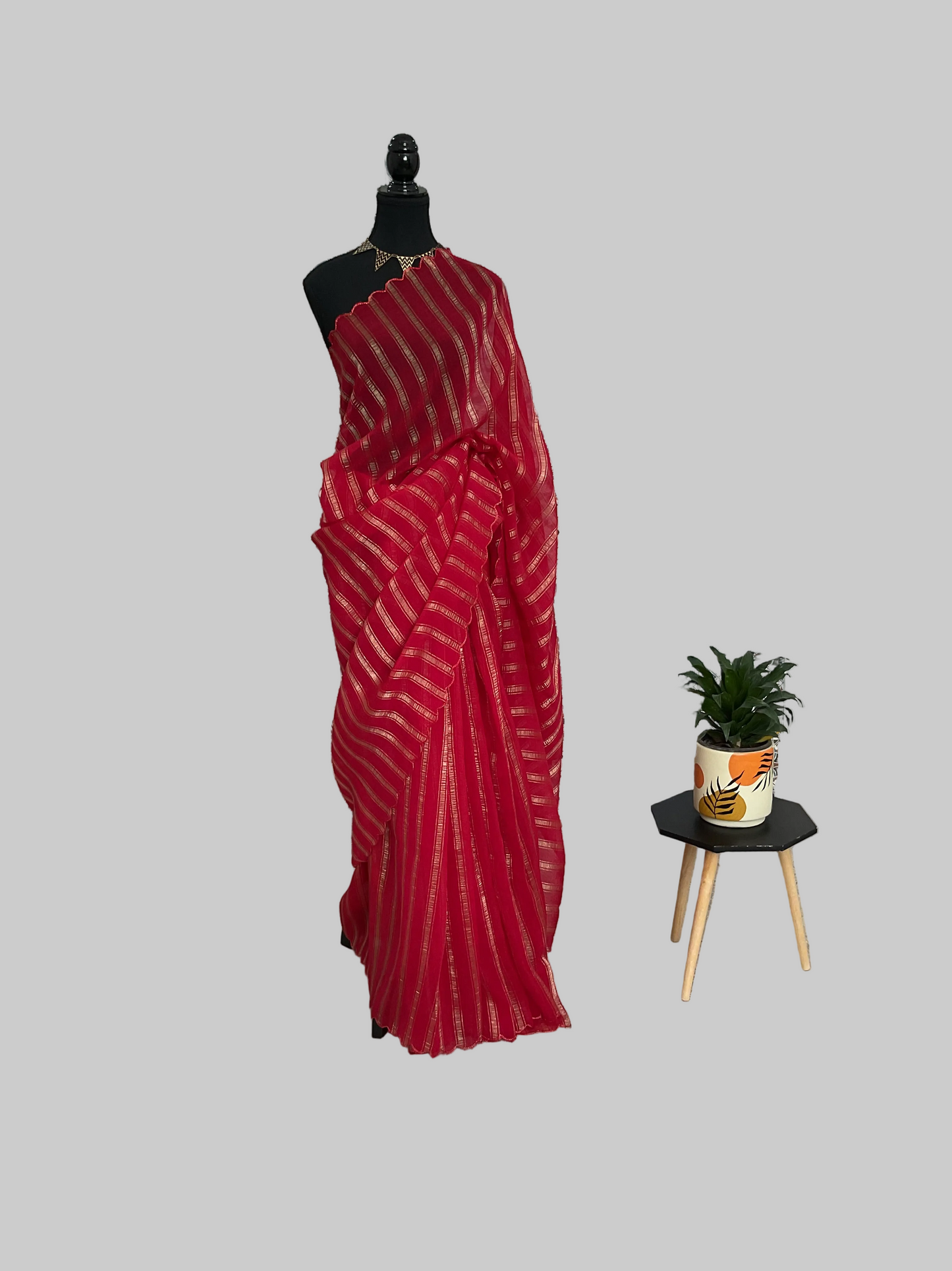 Organza Tissue saree(Pink)