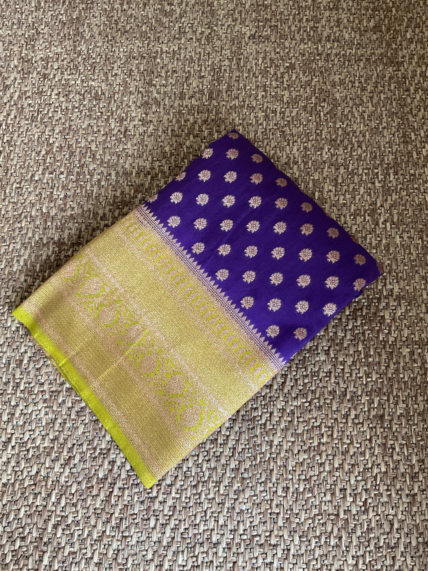 Banarasi crepe georgette saree(Royal purple with gold sari border)