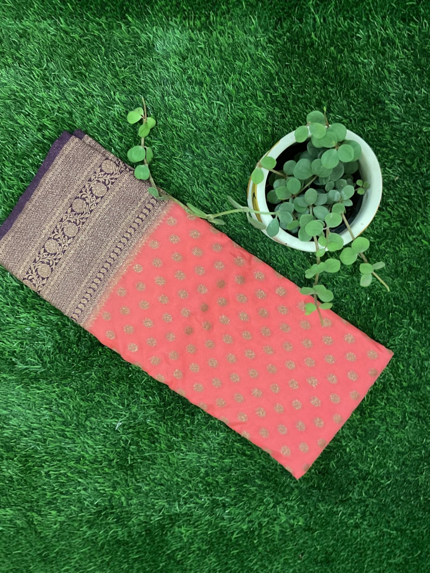 Banarasi crepe silk  saree(Onion pink with purple border)