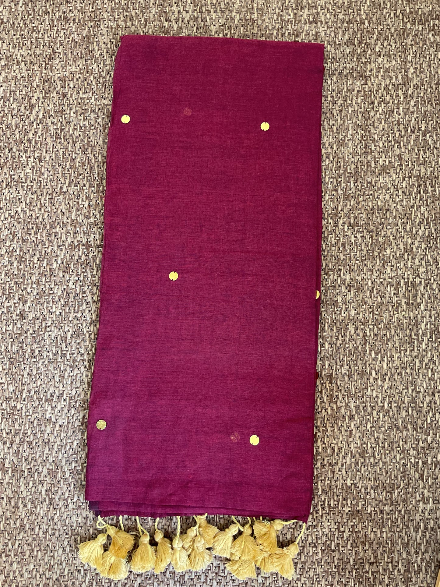 Gini Mul cotton saree(wine blossom)