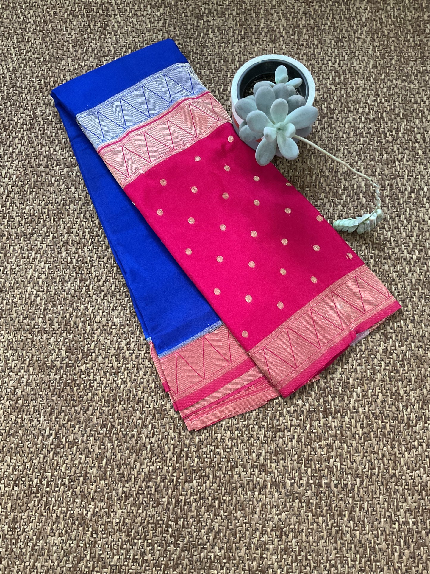 Royal blue georgette print saree