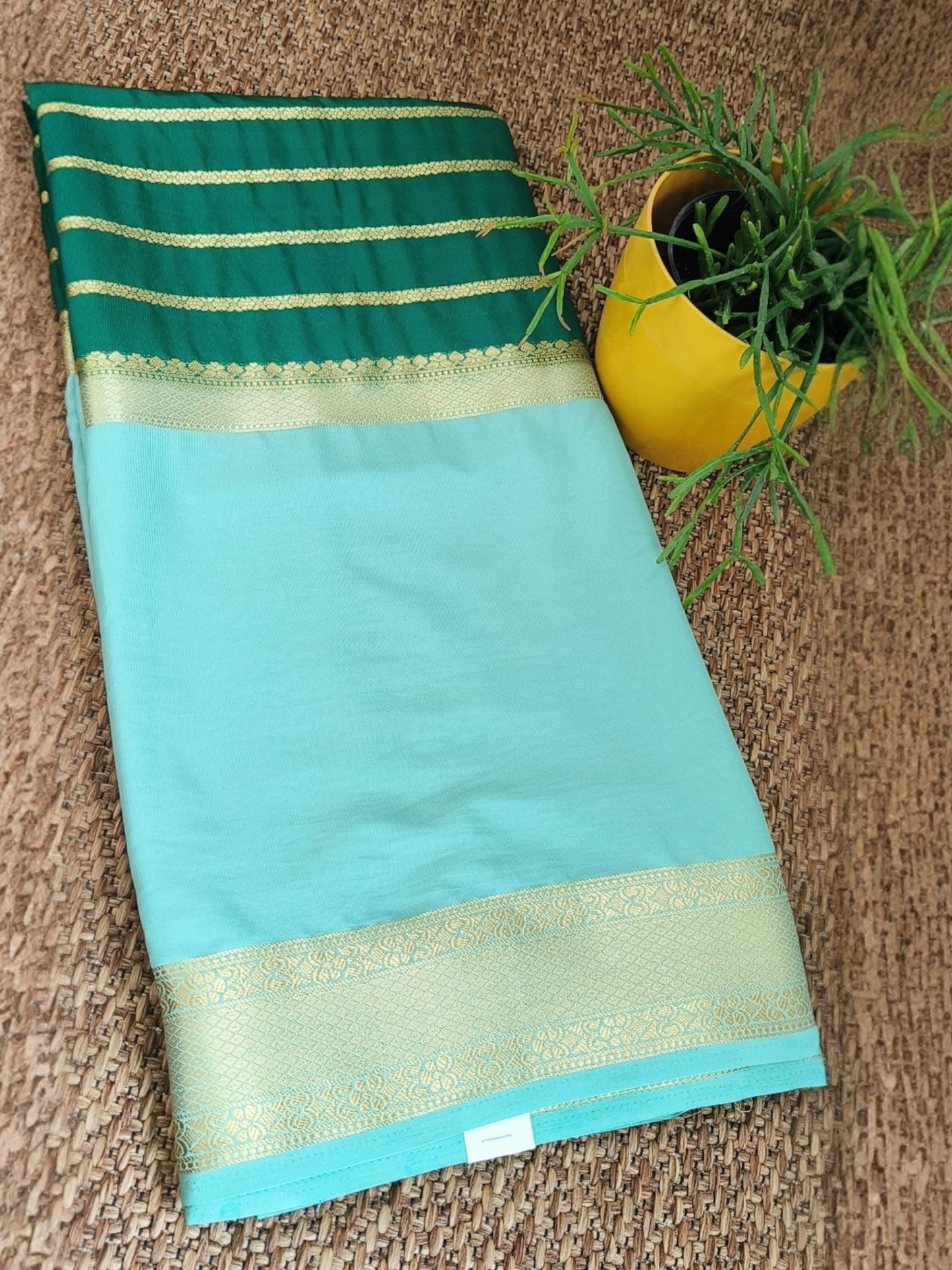 Semi Mysore silk crepe saree(Green)
