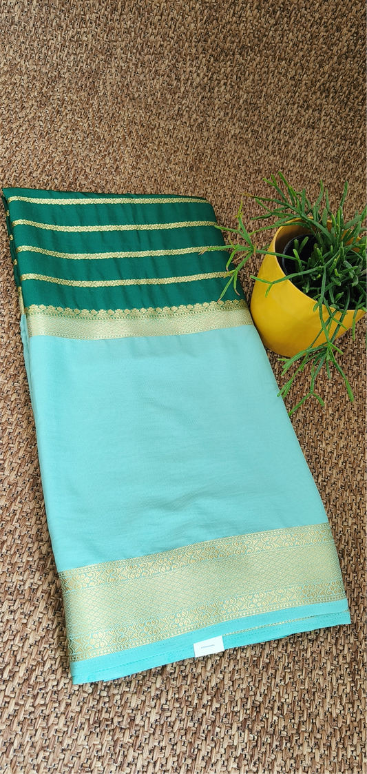 Green Semi Mysore silk crepe saree