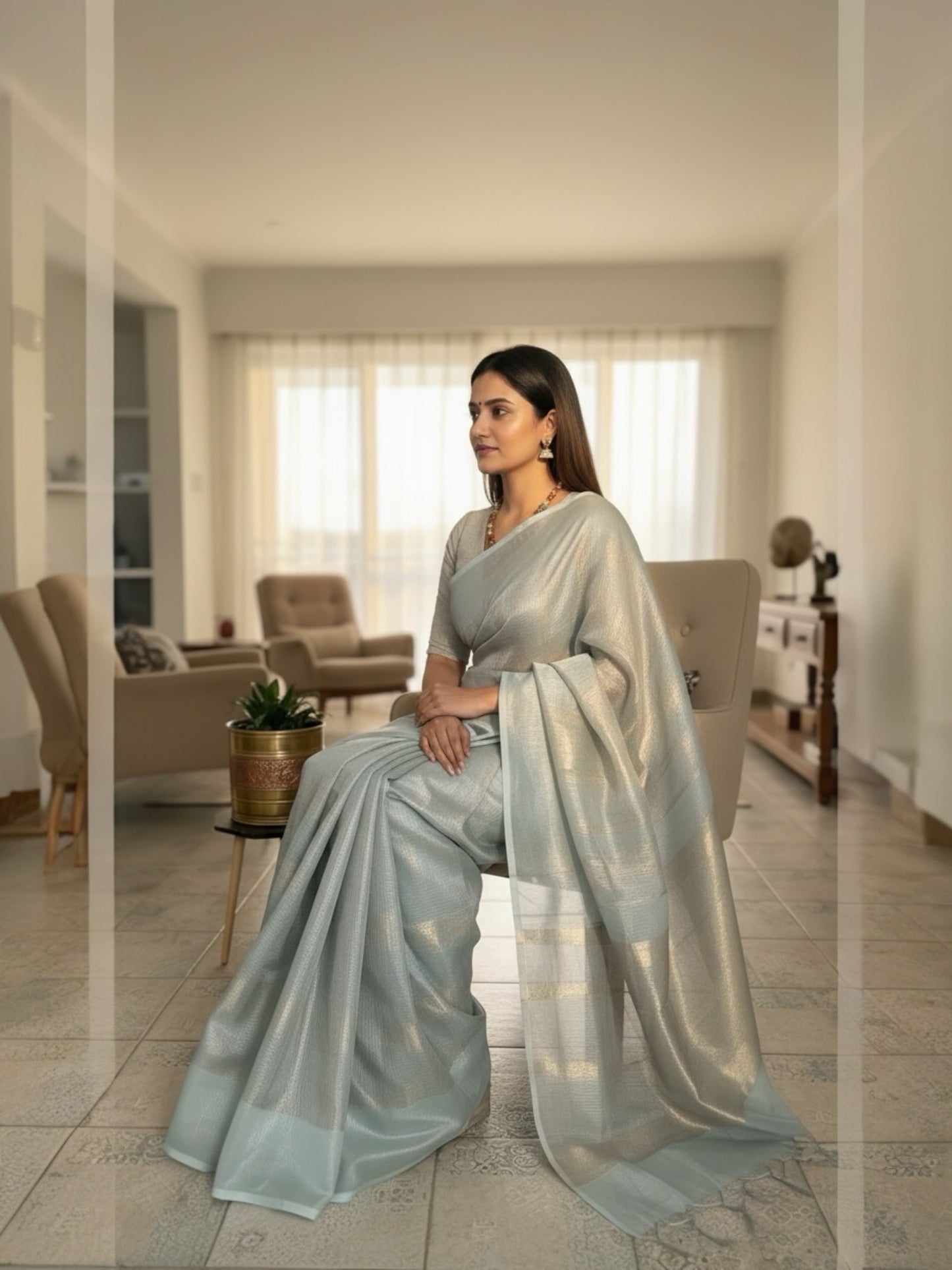 Kota Tissue sarees(light blue)