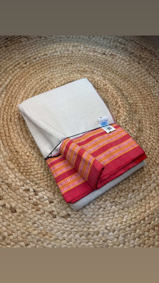 Handloom Pattedanchu Cotton Saree with Traditional Ilkal Border | Lightweight & Elegant