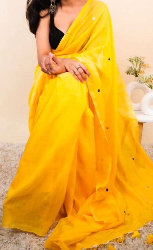 Gini cotton saree(yellow)