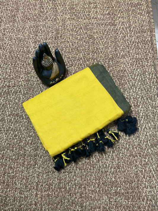 Mul cotton saree(yellow)