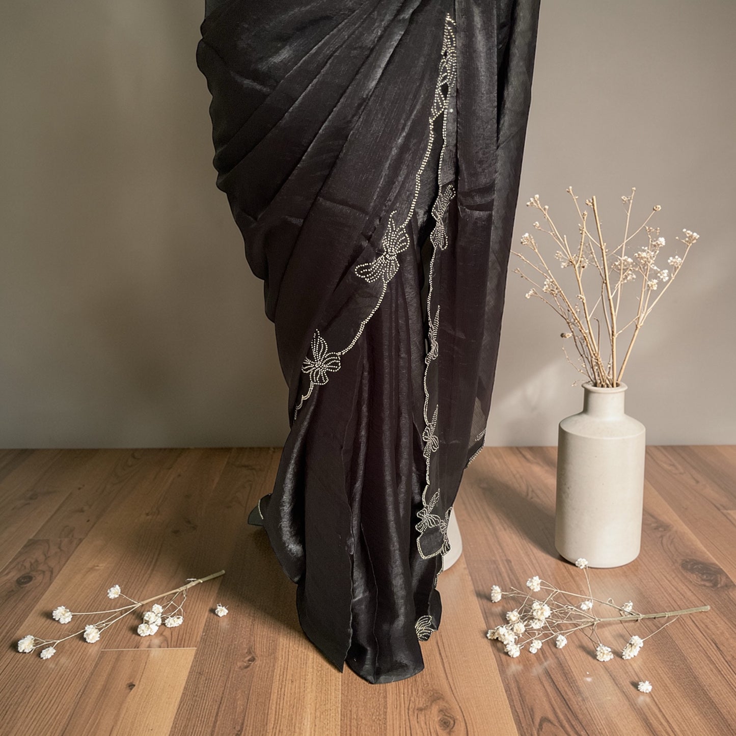 Space silk Butterfly Fancy saree-Black
