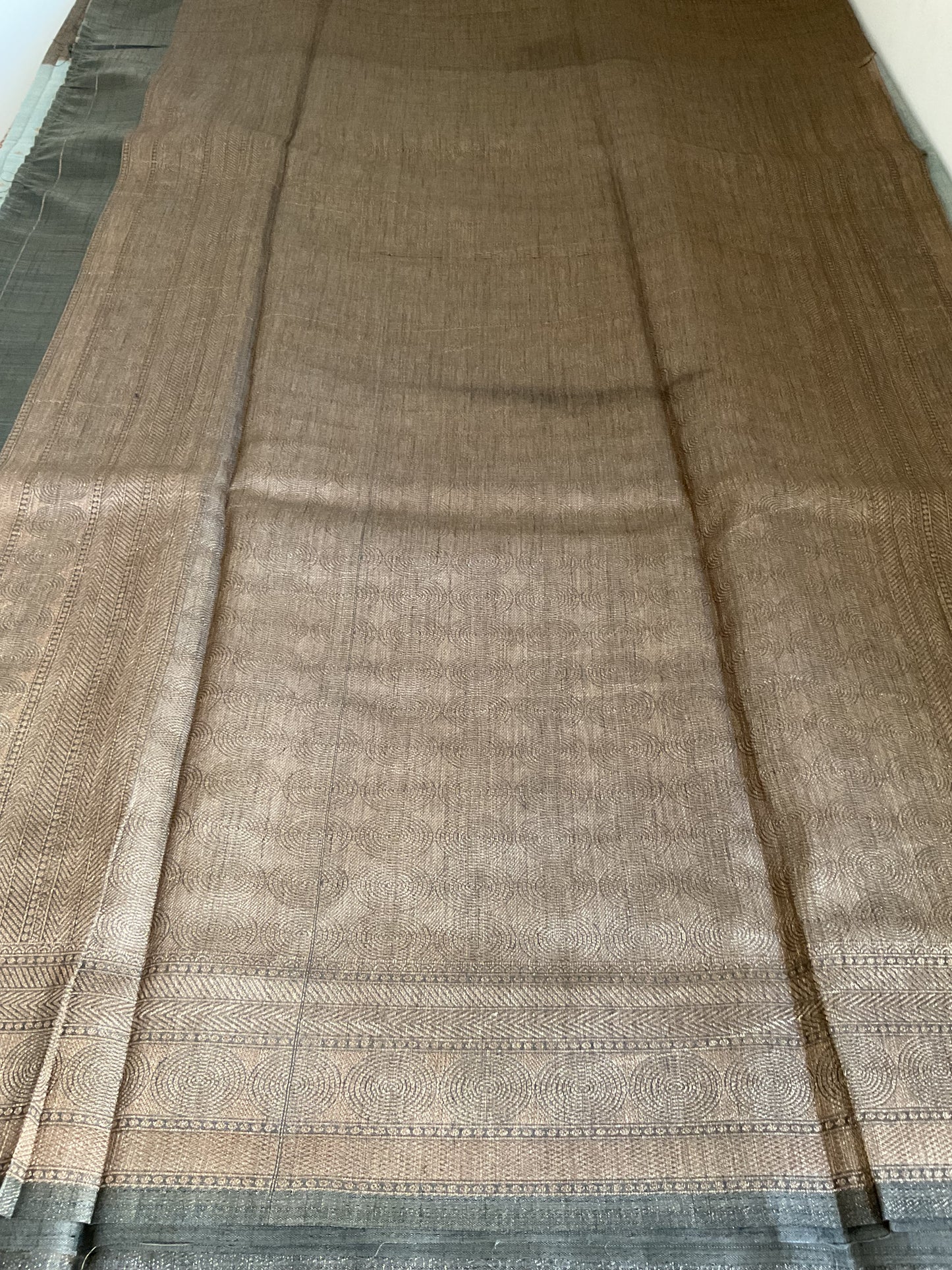 Tussar saree with green border(Aqua blue)