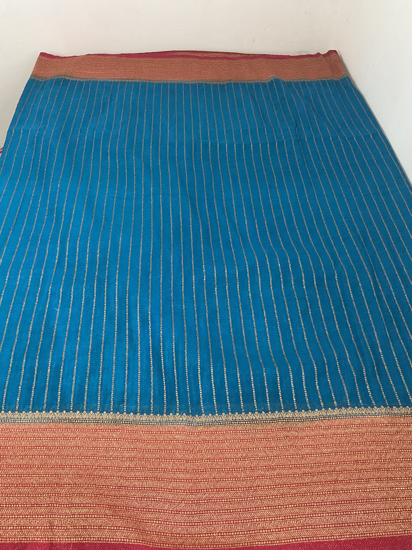 Premium Banarasi stripes georgette saree(Blue)