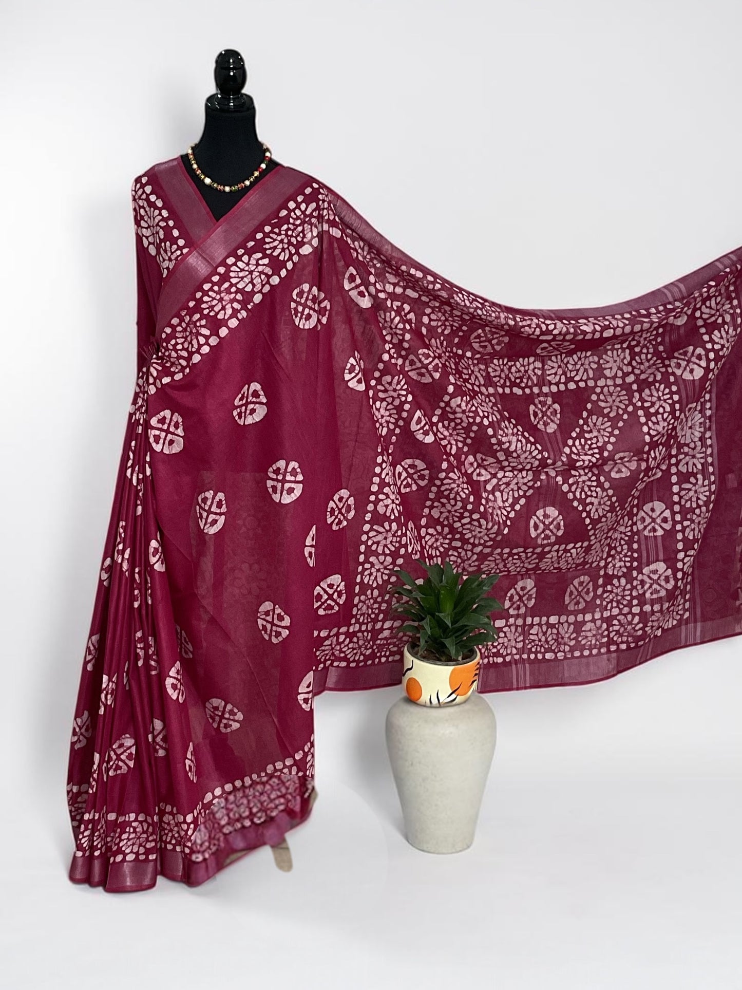 Cotton saree- (Wine)