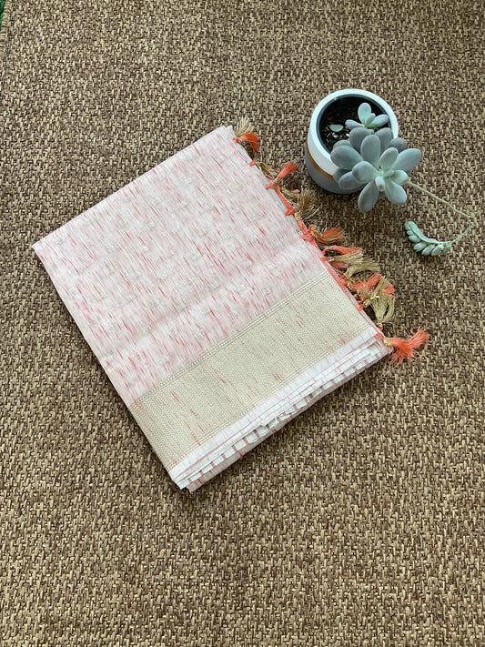 Cotton saree(Peach blush)