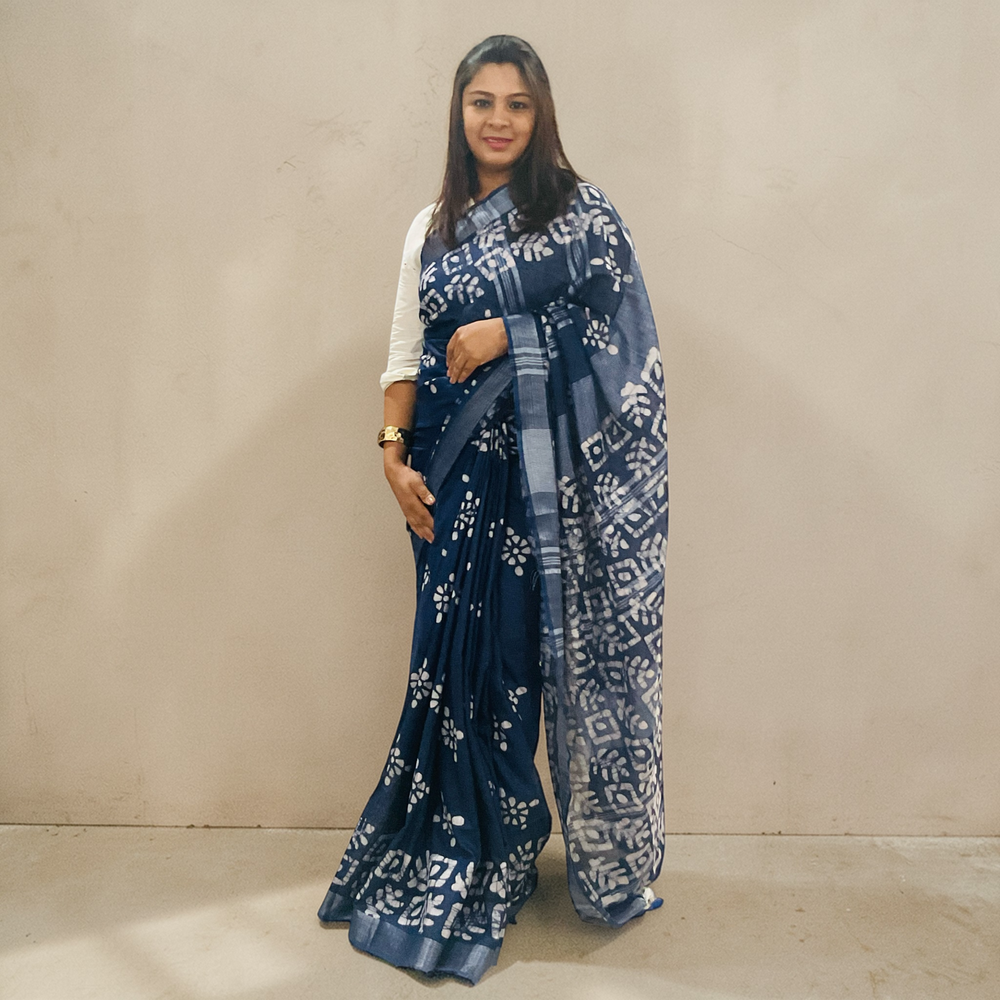 Cotton saree(Blue)