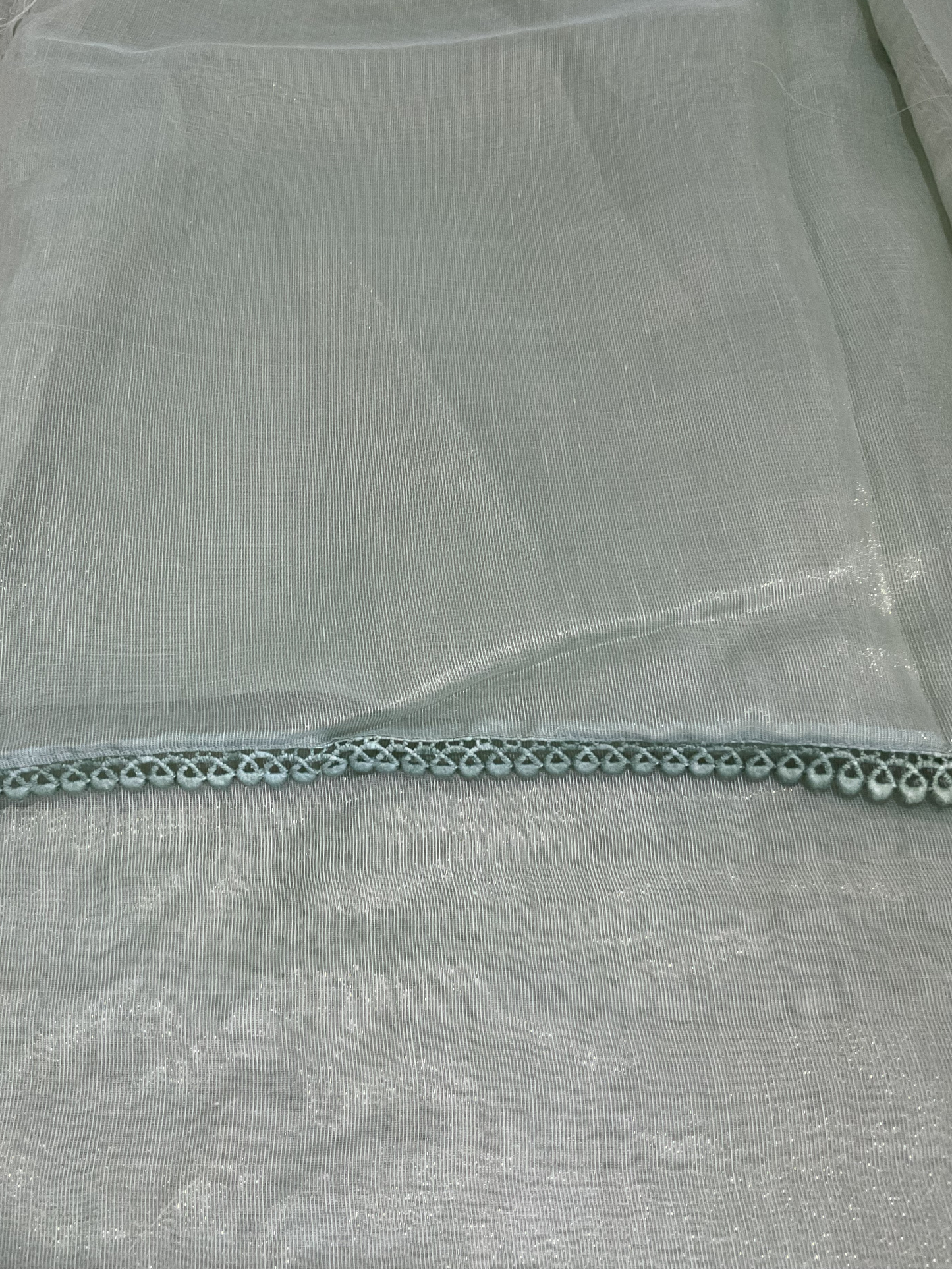 Fancy cotton Tissue saree with embroidery(Mint Green)