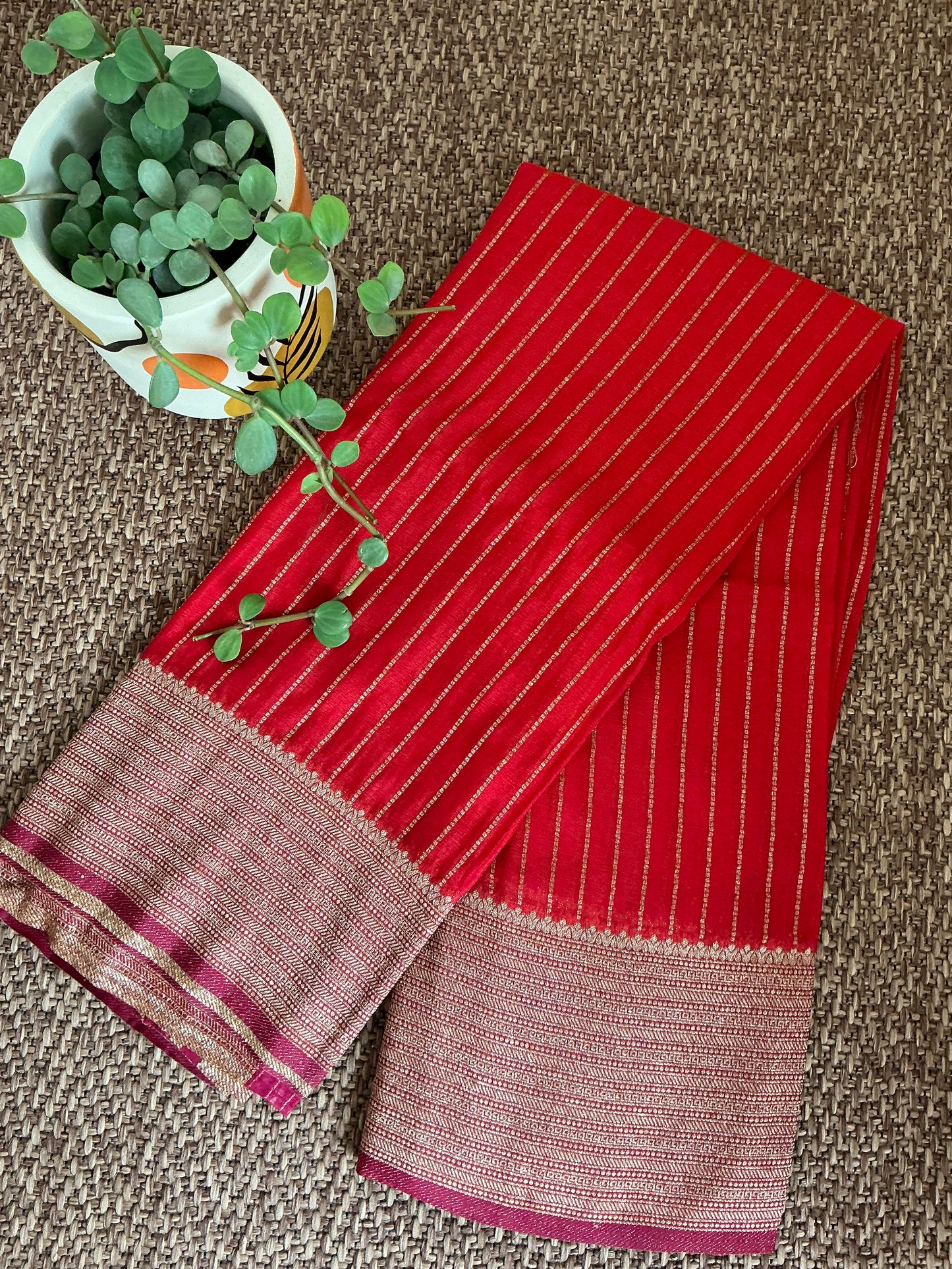 Orange Premium Banarasi stripes crepe sarees