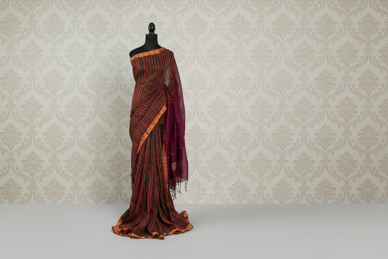 Handloom Linen saree