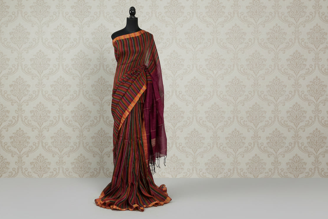 Handloom Linen saree