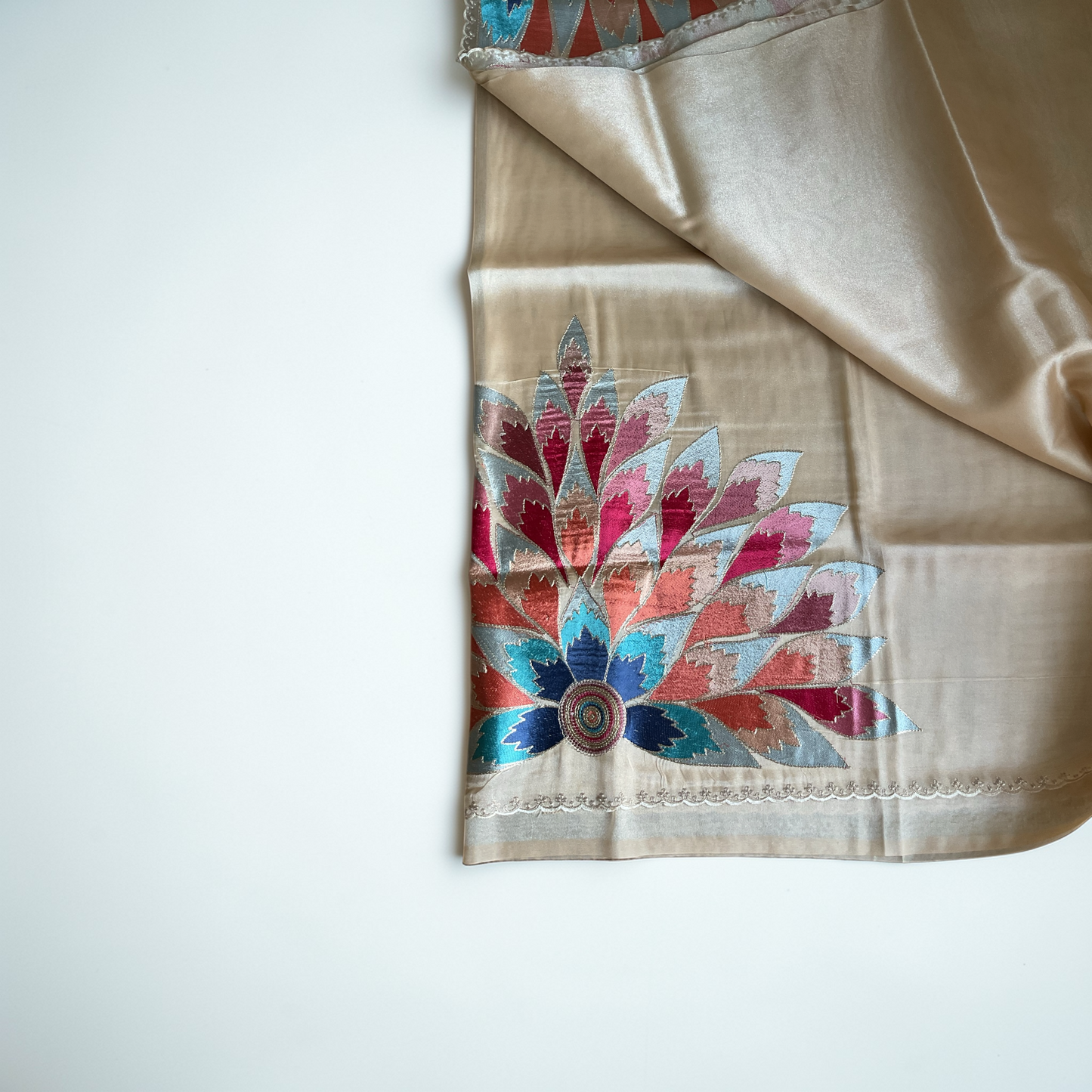 Designer embroidered organza saree(Ivory)