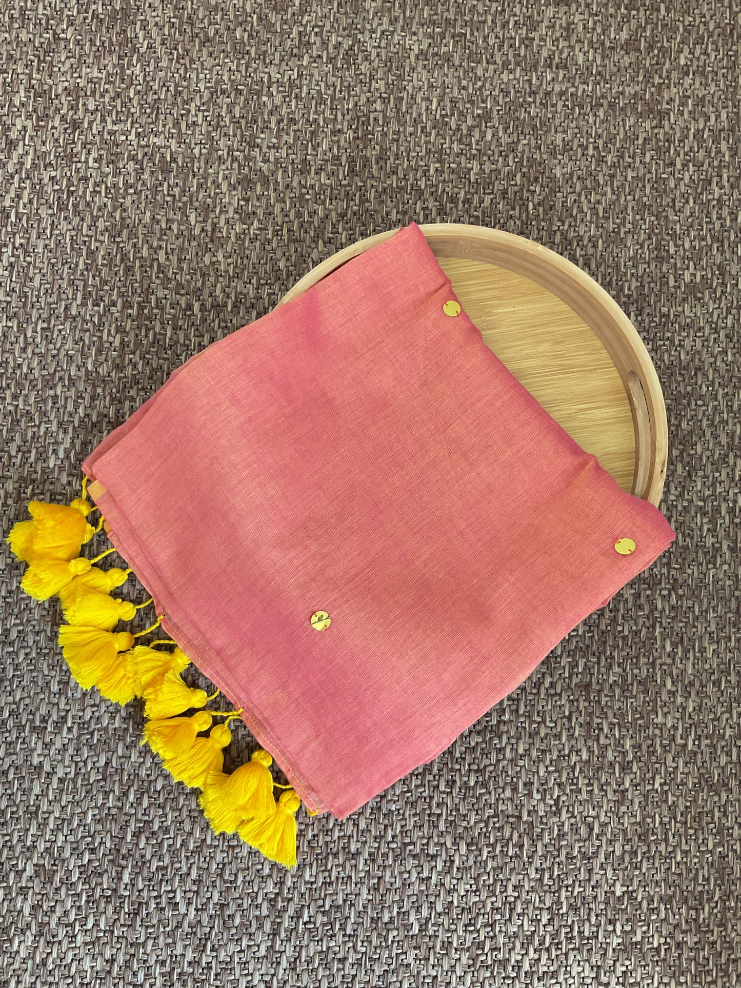 Gini Mul cotton saree(Peach pink)