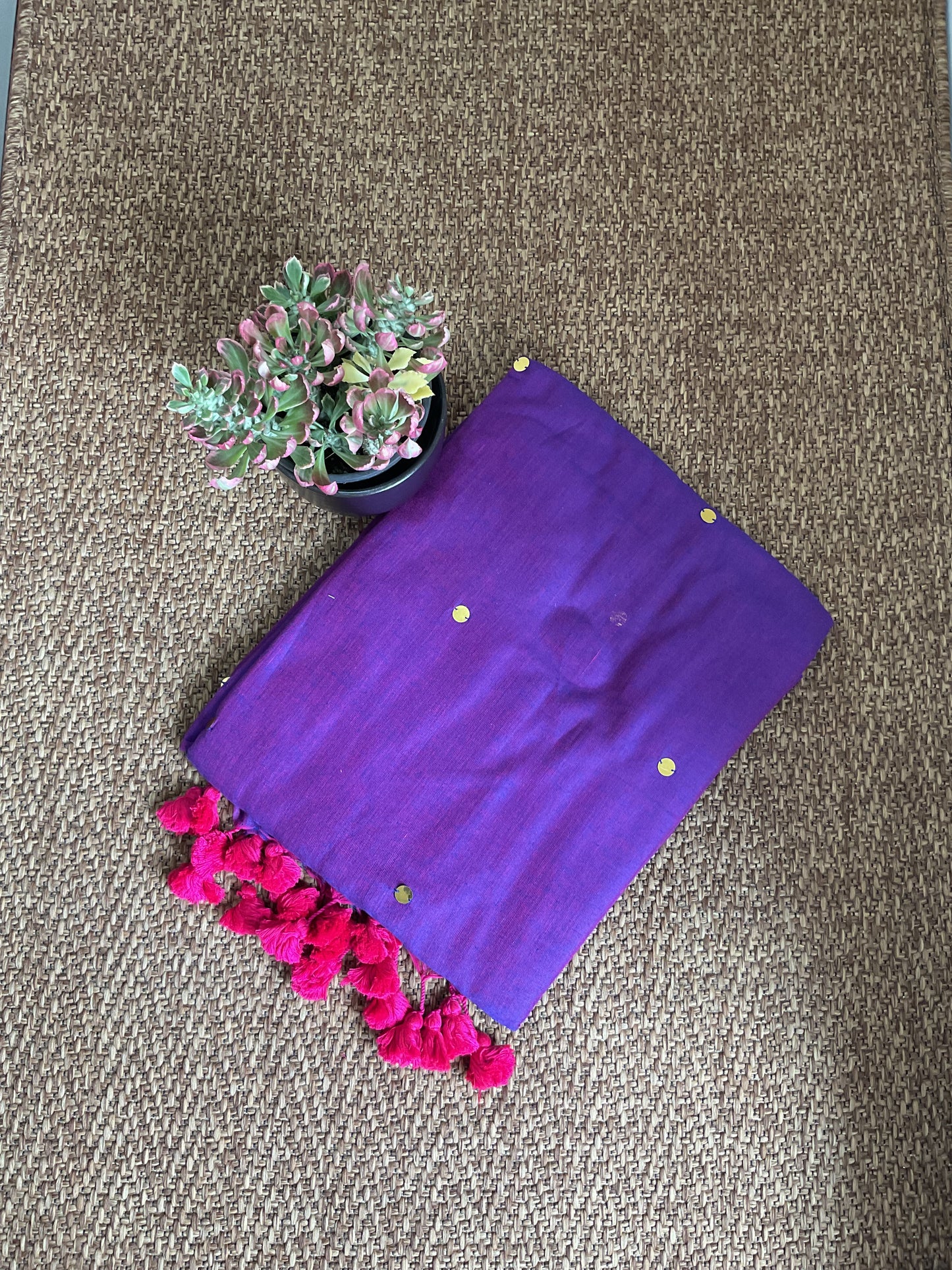 Cotton Gini saree(Purple)