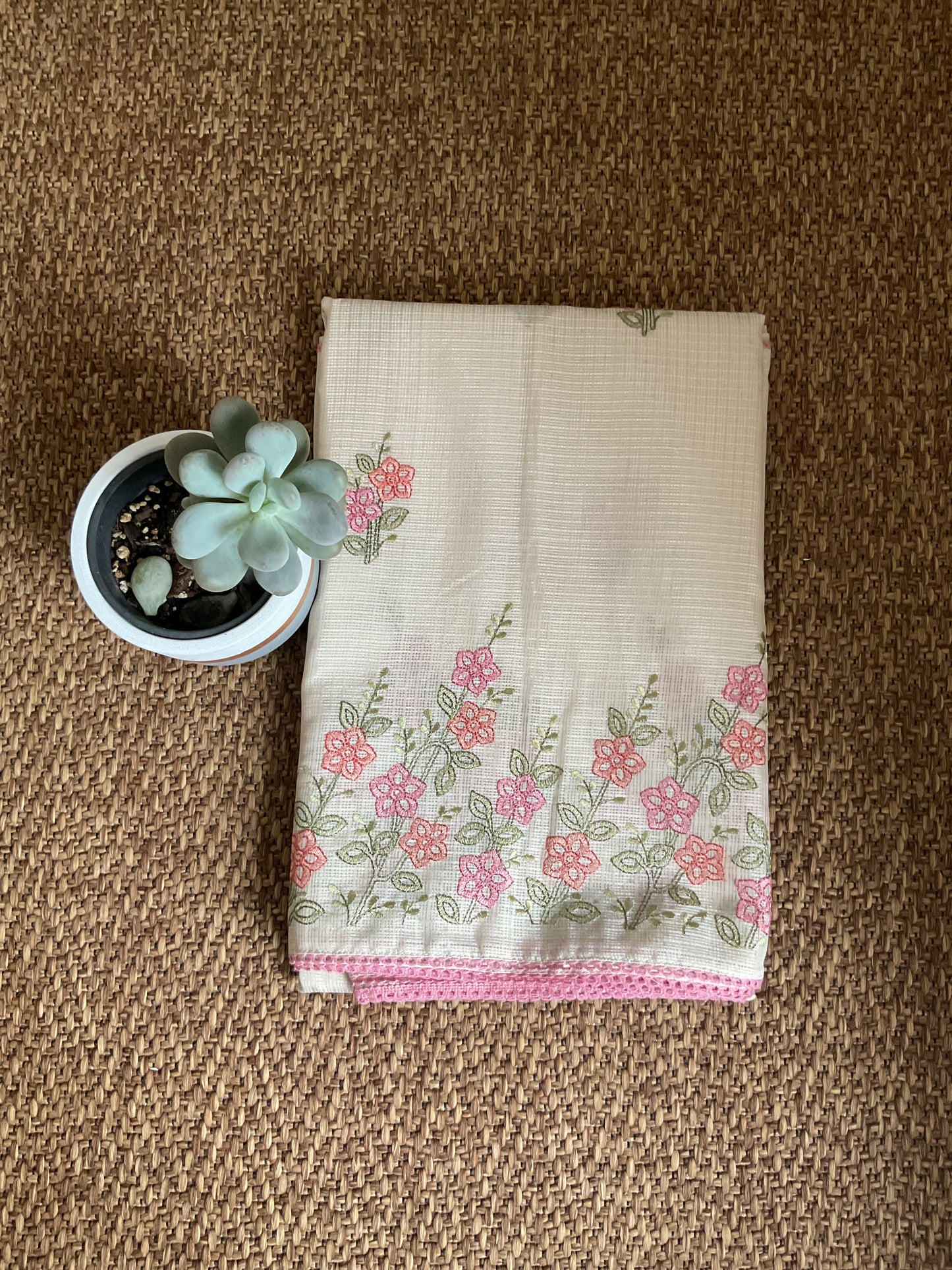 Kota embroidery sarees(pink)