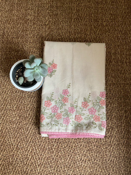 Kota embroidery sarees(pink)