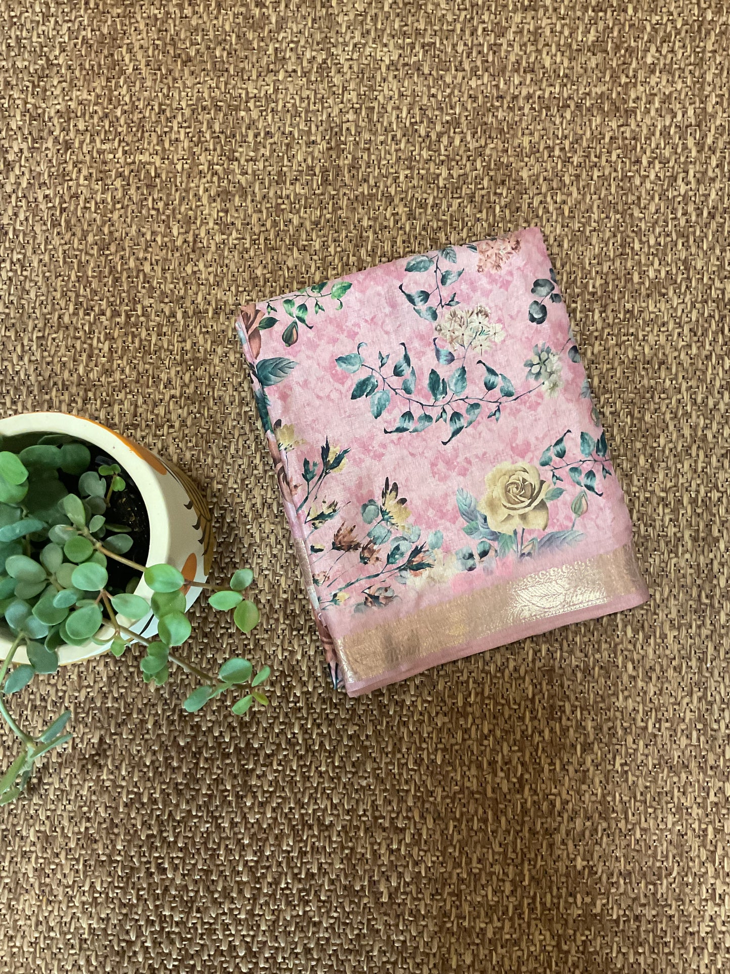 Pink floral Fancy printed saree(09)