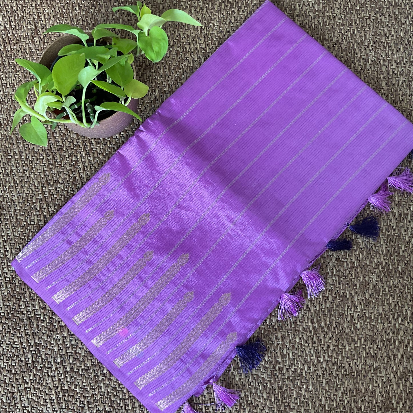 Lilac tussar temple border saree(01)