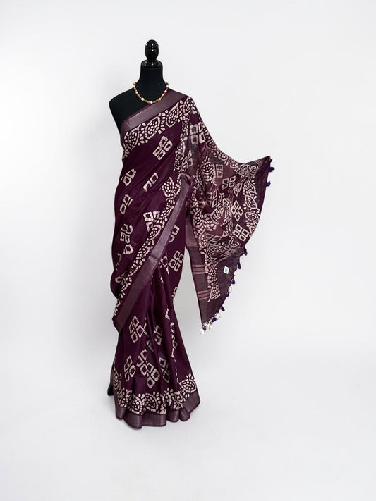 Cotton saree-(Purple)