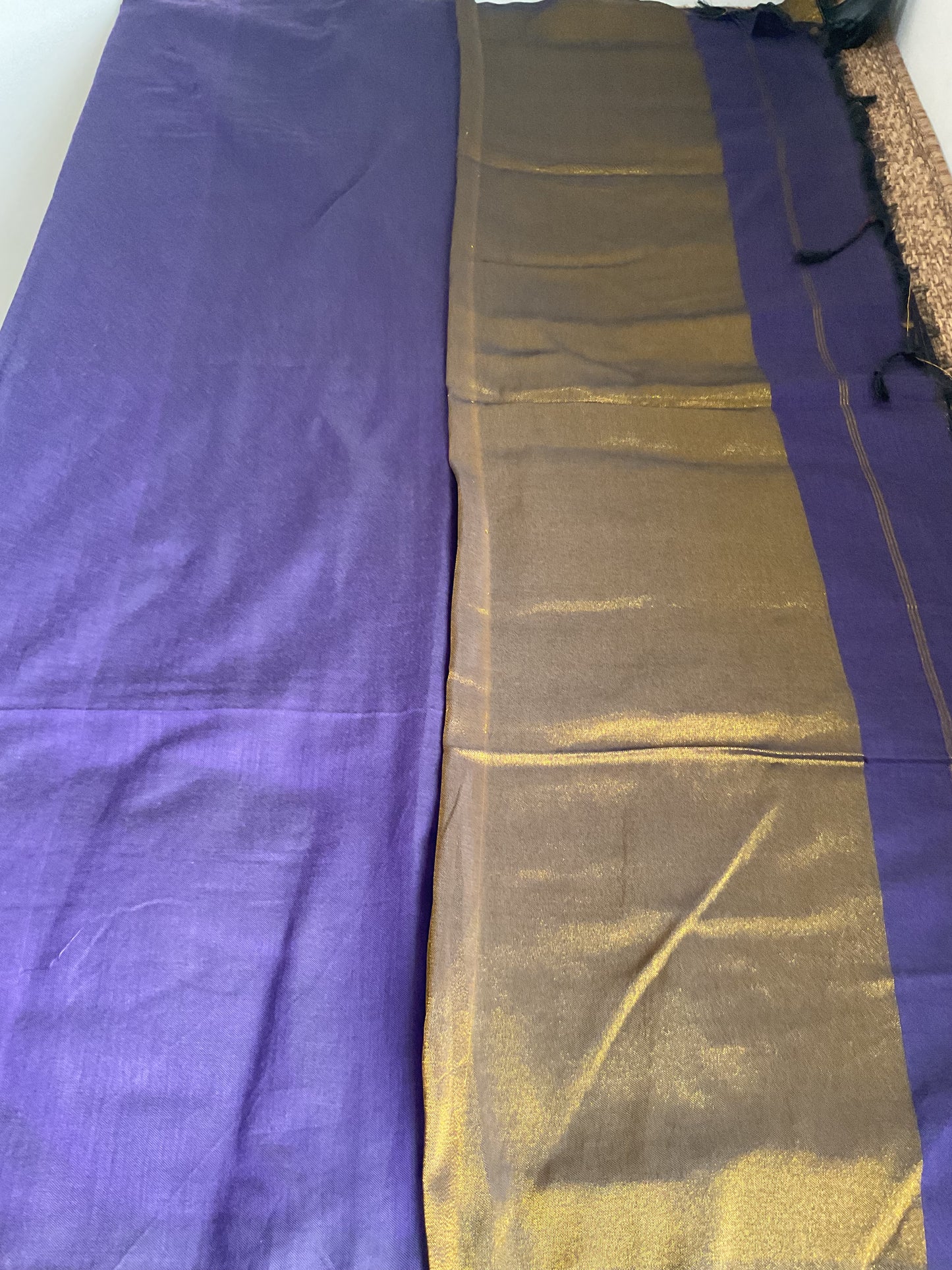 Handloom cotton saree(Royal purple with mustard pallu)