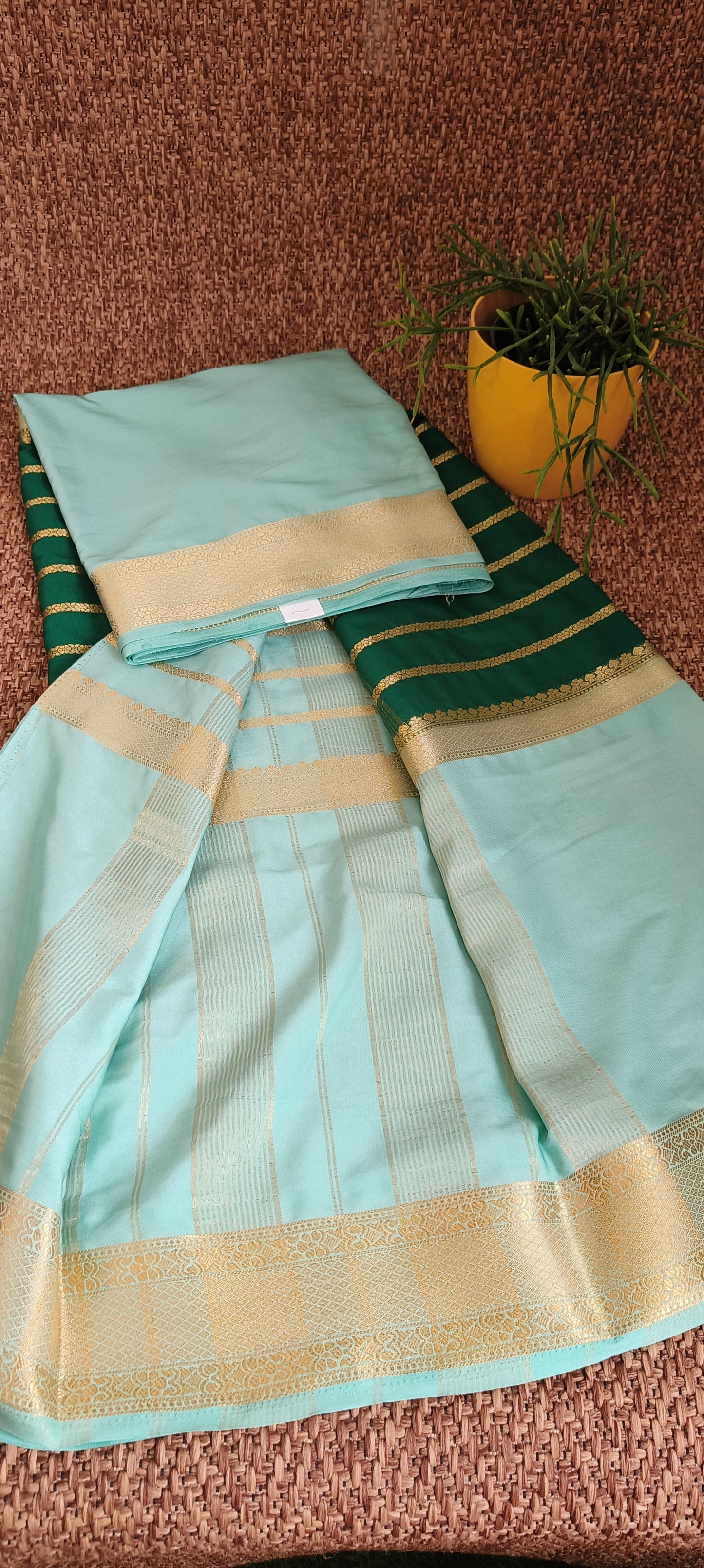 Green Semi Mysore silk crepe saree