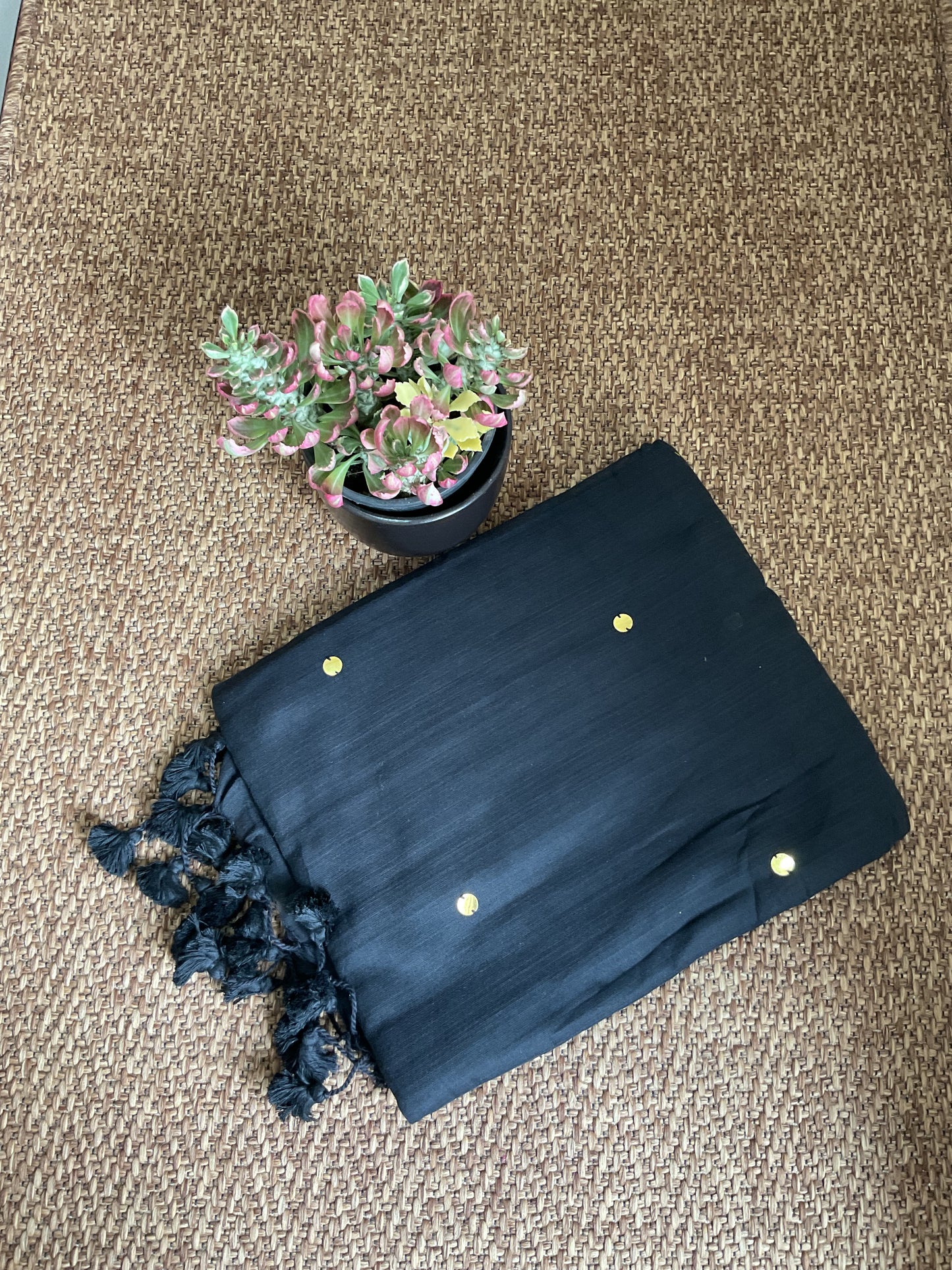 Cotton Gini saree(Black)