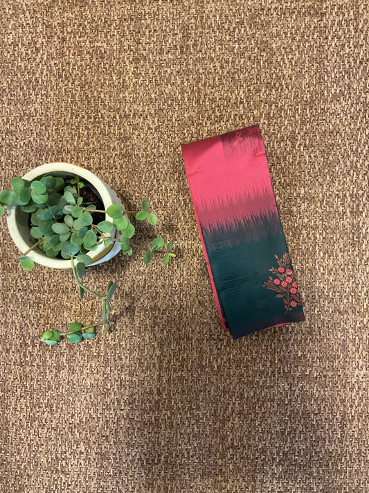 Meena pink with green semi soft silk saree