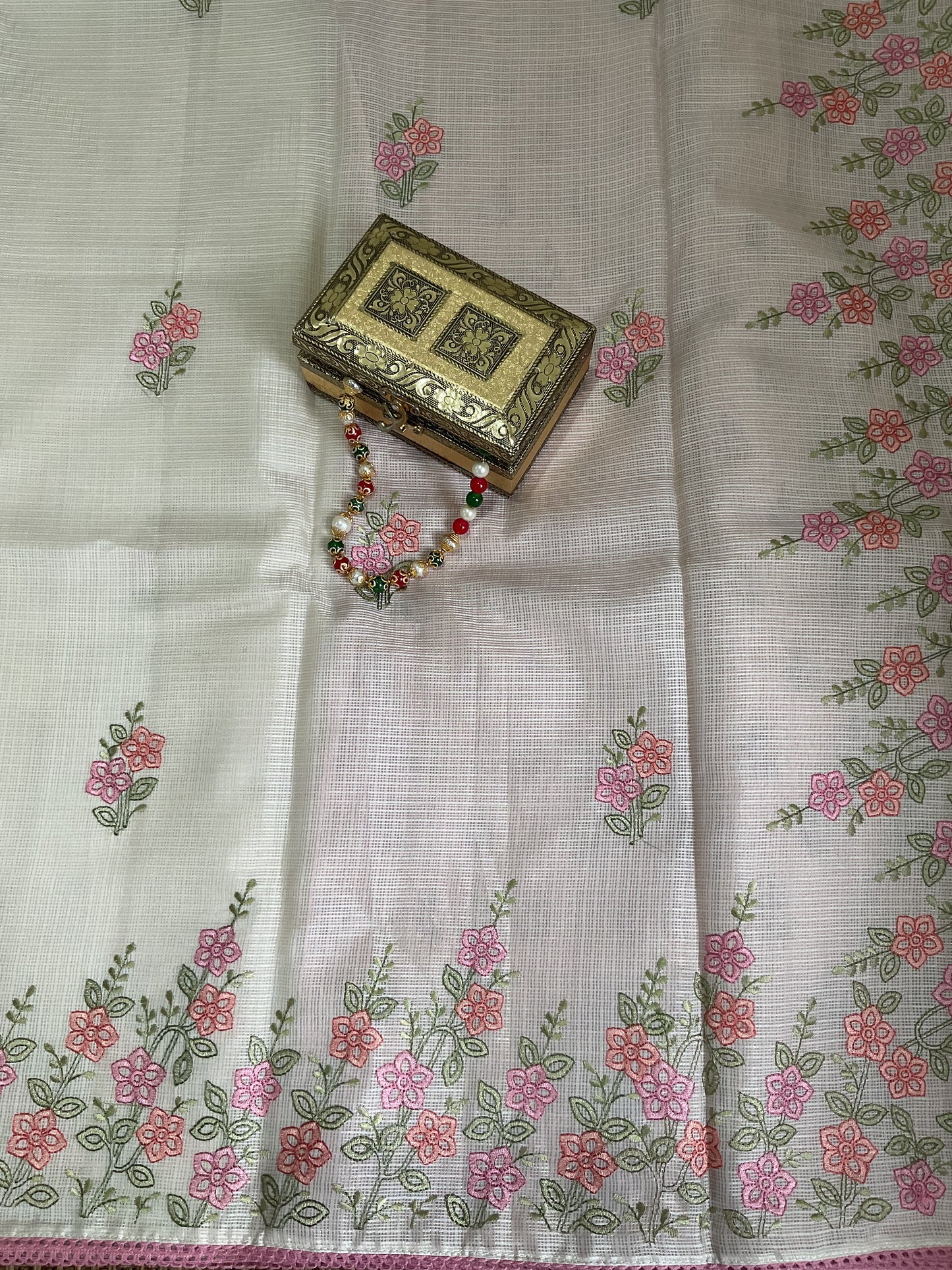 Kota embroidery sarees(pink)