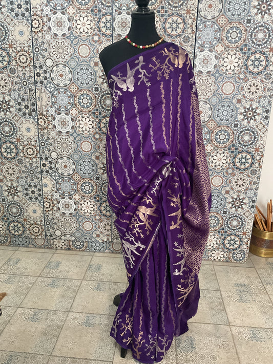Purple Dola silk fancy saree