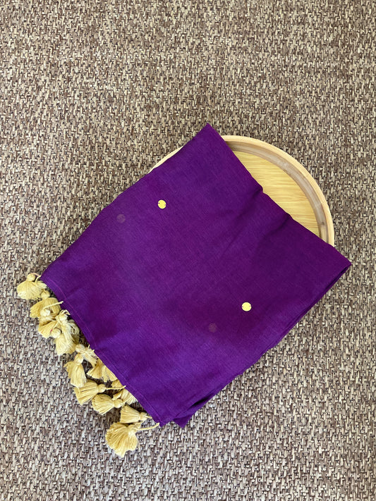 Gini Mul cotton saree(Royal purple)
