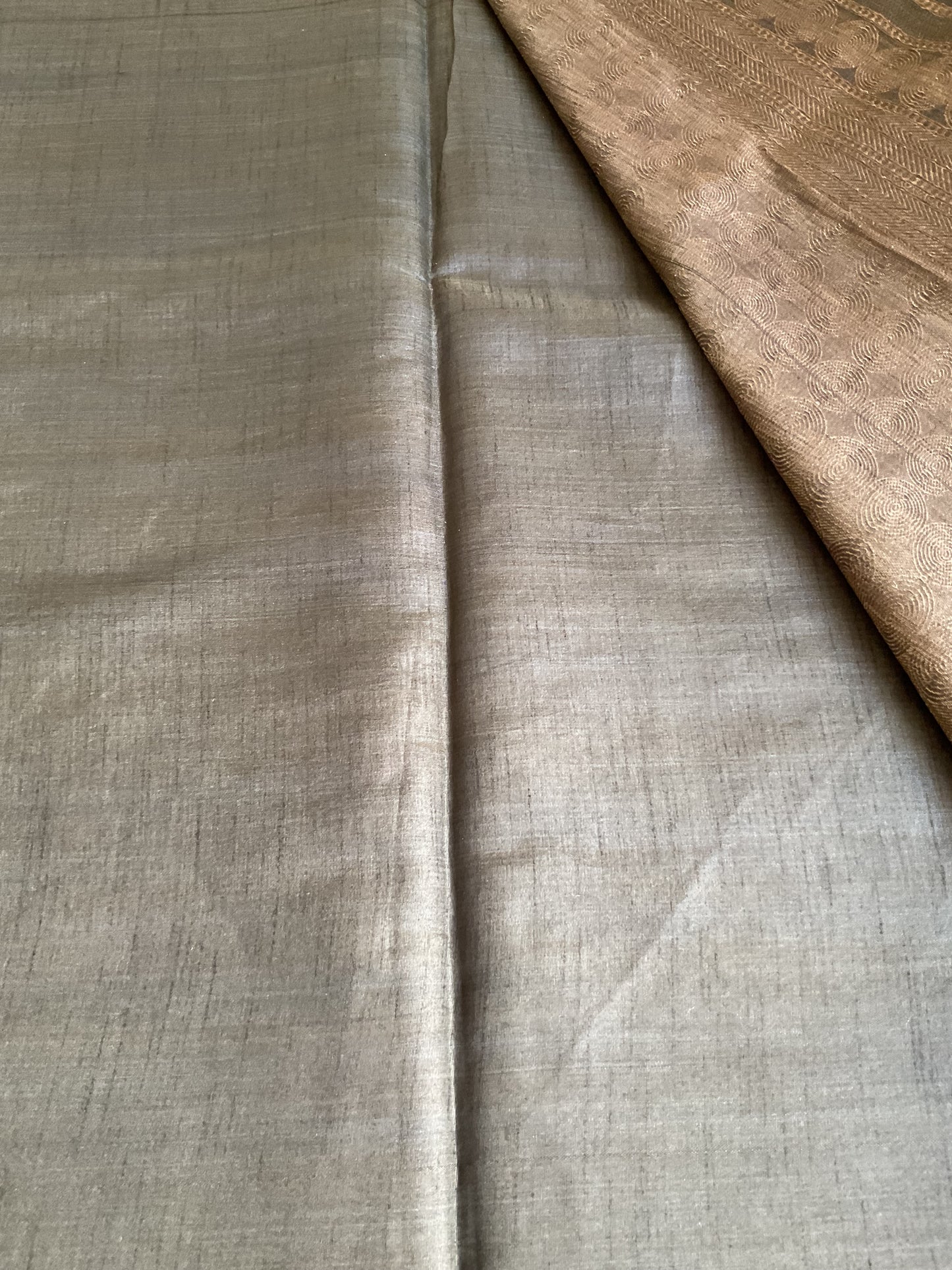 Tussar saree with green border(Aqua blue)