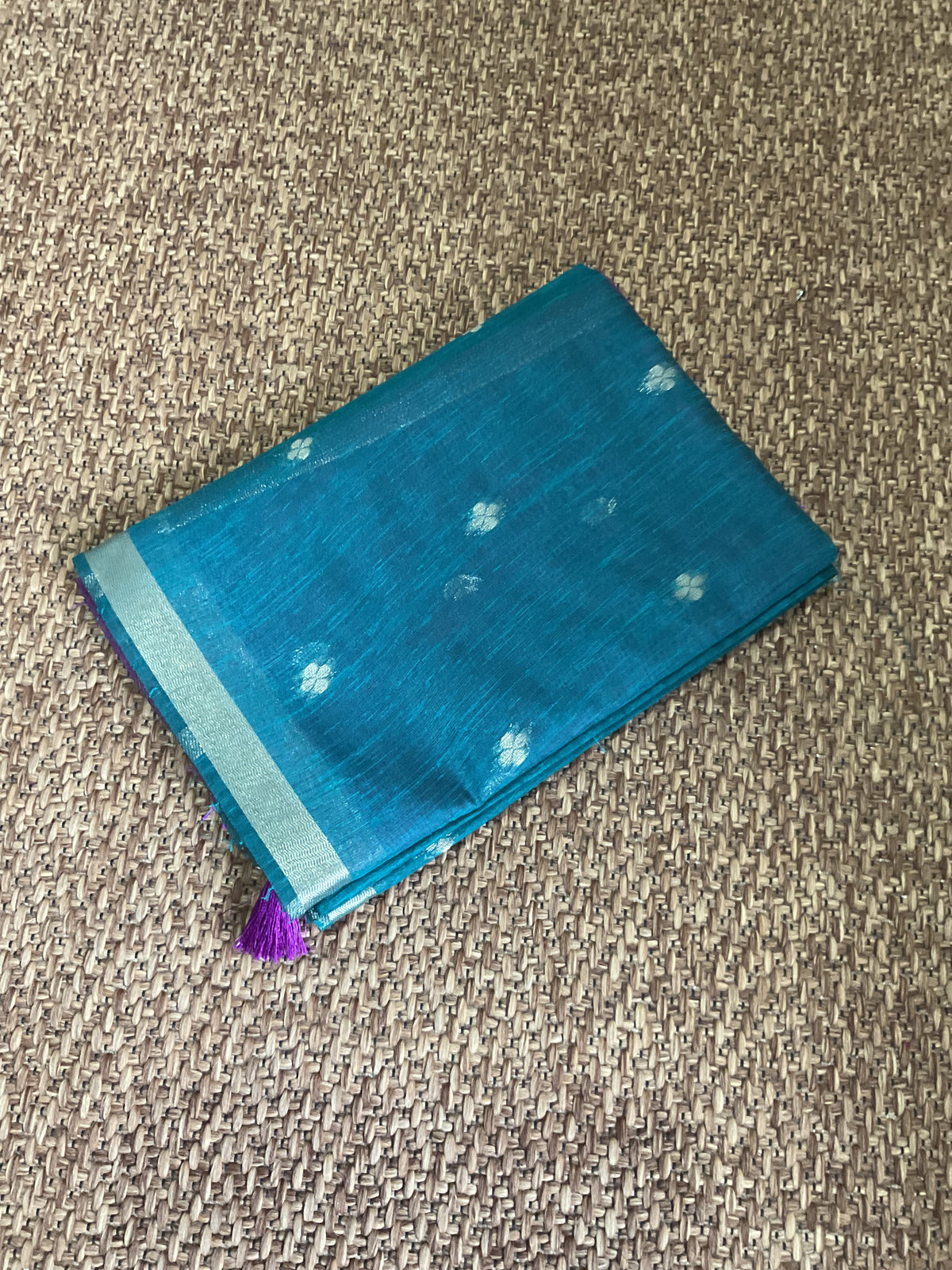 Maheshwari Cotton Saree-Teal Green & Plum Purple