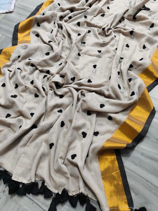 Mul cotton 🖤 Saree(Black)