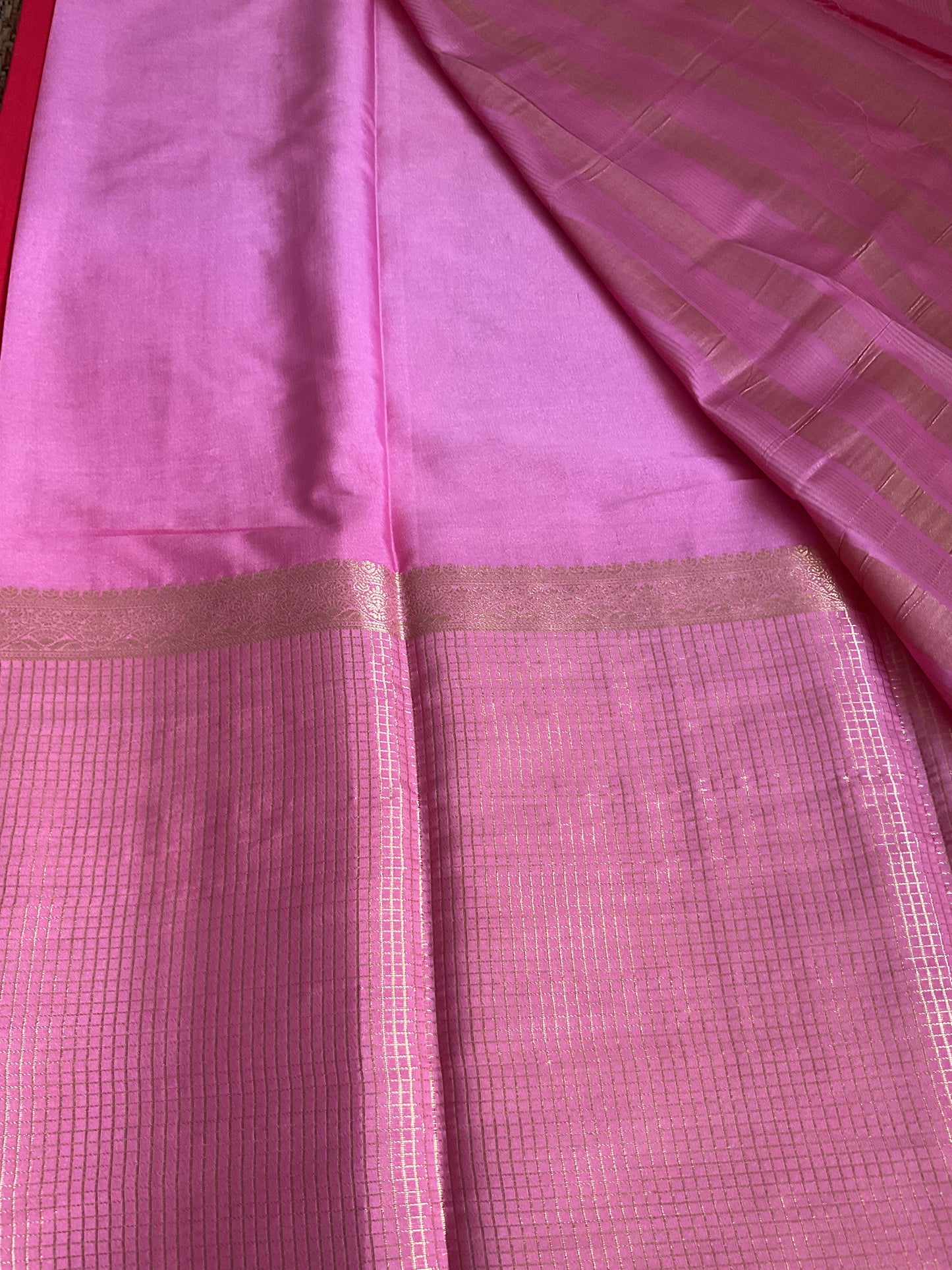 Semi Mysore silk saree(Red&Pink)